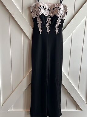 Black Jumpsuit with Ivory Lace Bodice